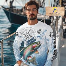 Load image into Gallery viewer, Custom Rainbow Trout Long Sleeve Fishing Shirts, Compass Tournament Fishing Shirts For Men NBT554