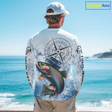 Load image into Gallery viewer, Custom Rainbow Trout Long Sleeve Fishing Shirts, Compass Tournament Fishing Shirts For Men NBT554