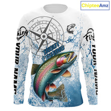 Load image into Gallery viewer, Custom Rainbow Trout Long Sleeve Fishing Shirts, Compass Tournament Fishing Shirts For Men NBT554