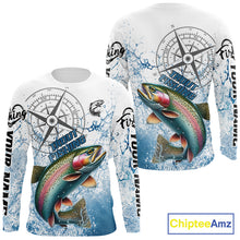 Load image into Gallery viewer, Custom Rainbow Trout Long Sleeve Fishing Shirts, Compass Tournament Fishing Shirts For Men NBT554