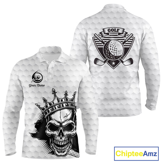 Funny Skull Mens Golf Polo Shirts Golf Camo Pattern Custom Name Skull Golf  Shirt, Golf Attire NBT555