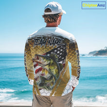 Load image into Gallery viewer, American Flag Walleye Fishing Shirts Long Sleeve Fish Scale, Custom Patriotric Walleye Fishing Shirts NBT394