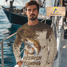 Load image into Gallery viewer, Personalized Redfish Fishing Shirts Long Sleeve Brown Camo, Redfish Fishing Shirts For Men NBT397