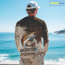 Load image into Gallery viewer, Personalized Redfish Fishing Shirts Long Sleeve Brown Camo, Redfish Fishing Shirts For Men NBT397