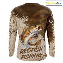 Load image into Gallery viewer, Personalized Redfish Fishing Shirts Long Sleeve Brown Camo, Redfish Fishing Shirts For Men NBT397