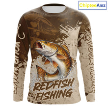 Load image into Gallery viewer, Personalized Redfish Fishing Shirts Long Sleeve Brown Camo, Redfish Fishing Shirts For Men NBT397