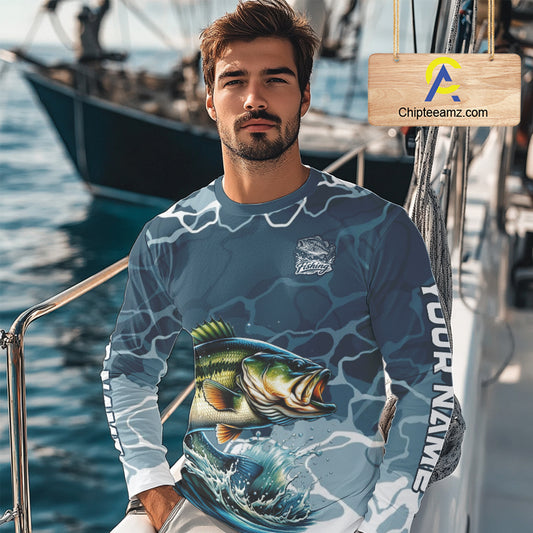 Custom Largemouth Bass Long Sleeve Tournament Fishing Shirts, Team Bass Fishing Jerseys NBT696