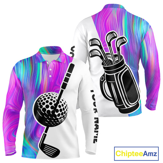 Hologram Golf Pattern Mens Polo Golf Shirts Custom Golf Team Shirts Golfer Outfit, Golf Gifts NBT699
