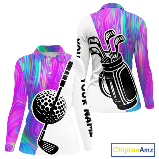 Hologram Golf Pattern Womens Polo Golf Shirts Custom Golf Team Shirts Golfer Outfit, Golf Gifts NBT699