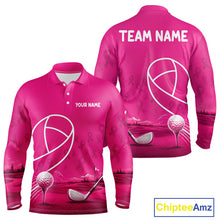 Load image into Gallery viewer, Breast Cancer Pink Ribbon Mens Golf Polo Shirts Custom Golf Shirts For Men Golfing Gifts NBT703