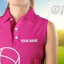 Load image into Gallery viewer, Breast Cancer Pink Ribbon Womens Sleeveless Golf Polo Shirts Custom Golf Shirts For Ladies Golfing Gifts NBT703