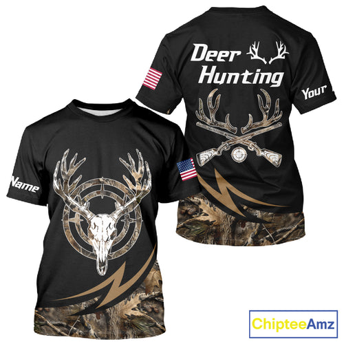 Deer Hunting Camo with US Flag 3D Printed Shirts for Men, Best Gift Ideas for Hunters NBT186