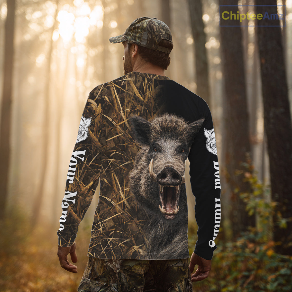 Custom Boar Hunting Brown Camo Shirts for Men, Hunting Gifts, Camouflage Boar Hunting Shirt NBT267