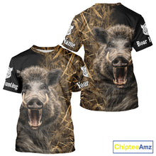 Load image into Gallery viewer, Custom Boar Hunting Brown Camo Shirts for Men, Hunting Gifts, Camouflage Boar Hunting Shirt NBT267