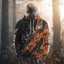 Load image into Gallery viewer, Personalized Deer Hunting Shirt with Antler 3D All Over Print Orange Camo Hunting Clothes NBT271