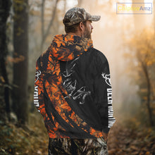 Load image into Gallery viewer, Personalized Deer Hunting Shirt with Antler 3D All Over Print Orange Camo Hunting Clothes NBT271