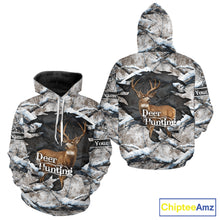 Load image into Gallery viewer, Whitetail Deer Hunting Shirts Custom Name Snow Camo, Deer Season Hunting Clothes For Men NBT273