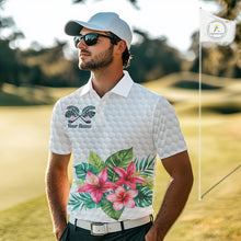 Load image into Gallery viewer, Golf Polo Shirts For Men Funny Flamingo Golf Ball Pattern Custom Name, Golf Gifts NBT566