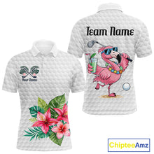 Load image into Gallery viewer, Golf Polo Shirts For Men Funny Flamingo Golf Ball Pattern Custom Name, Golf Gifts NBT566