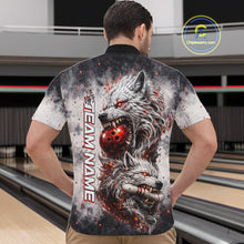 Load image into Gallery viewer, Custom Black And Gray Wolf Bowling Polo &amp; 1/4 Quarter Zip Shirts For Men, Wolf Bowling Jerseys NBT886