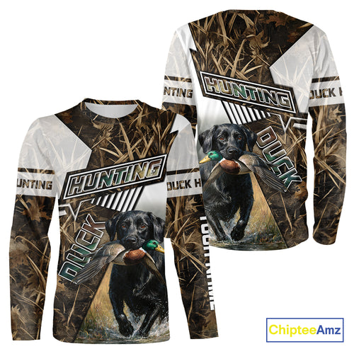 Black Lab Retriever Mallard Duck Hunting Camouflage Shirts, Duck Hunting Camo Shirt NBT199
