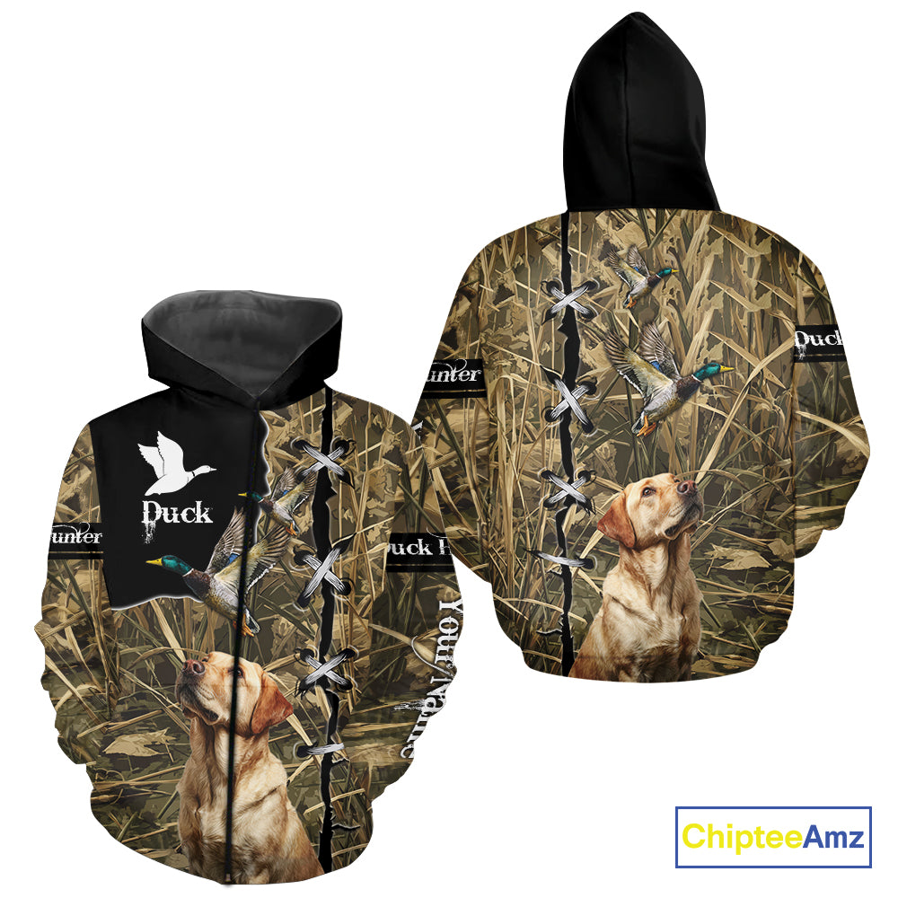 Duck Hunting Labrador Retriever 3D All Over Printed Camouflage Shirts, Duck Hunting Clothes NBT106