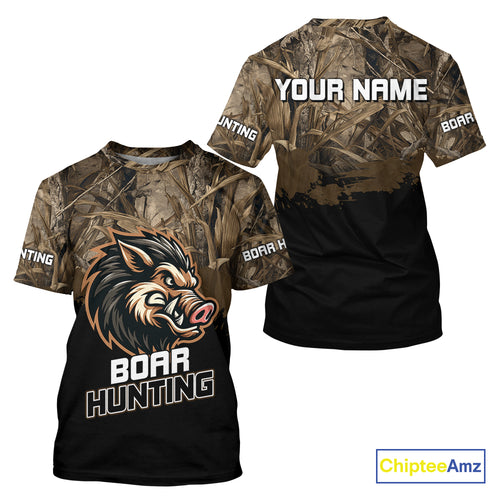 Custom Wild Boar Hunting Grass Camouflage 3D Printed Shirts, Hunting Gifts for Boar Hunter NBT201