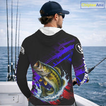 Load image into Gallery viewer, Bass Fishing Long Sleeve Hooded Purple Camo UPF Fishing Shirts, Bass Fishing Tournament Shirts NBT464