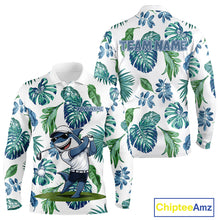 Load image into Gallery viewer, Funny Mens Golf Polo Shirt Tropical Pattern Custom Name Shark Playing Golf Shirt Funny Golf Apparel NBT715