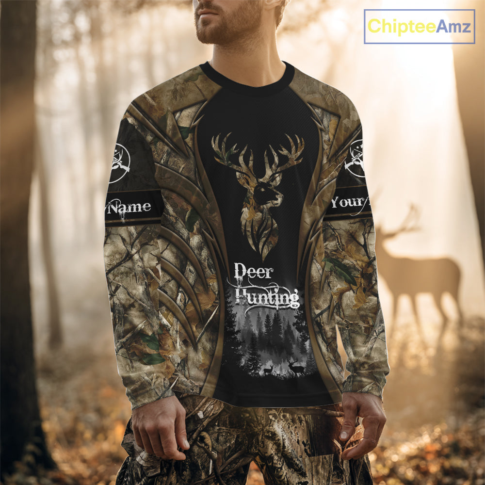 Brown Camo Deer Hunting 3D Prints Custom Name Shirts, Deer Hunting Clothes, Hunting Gifts NBT111