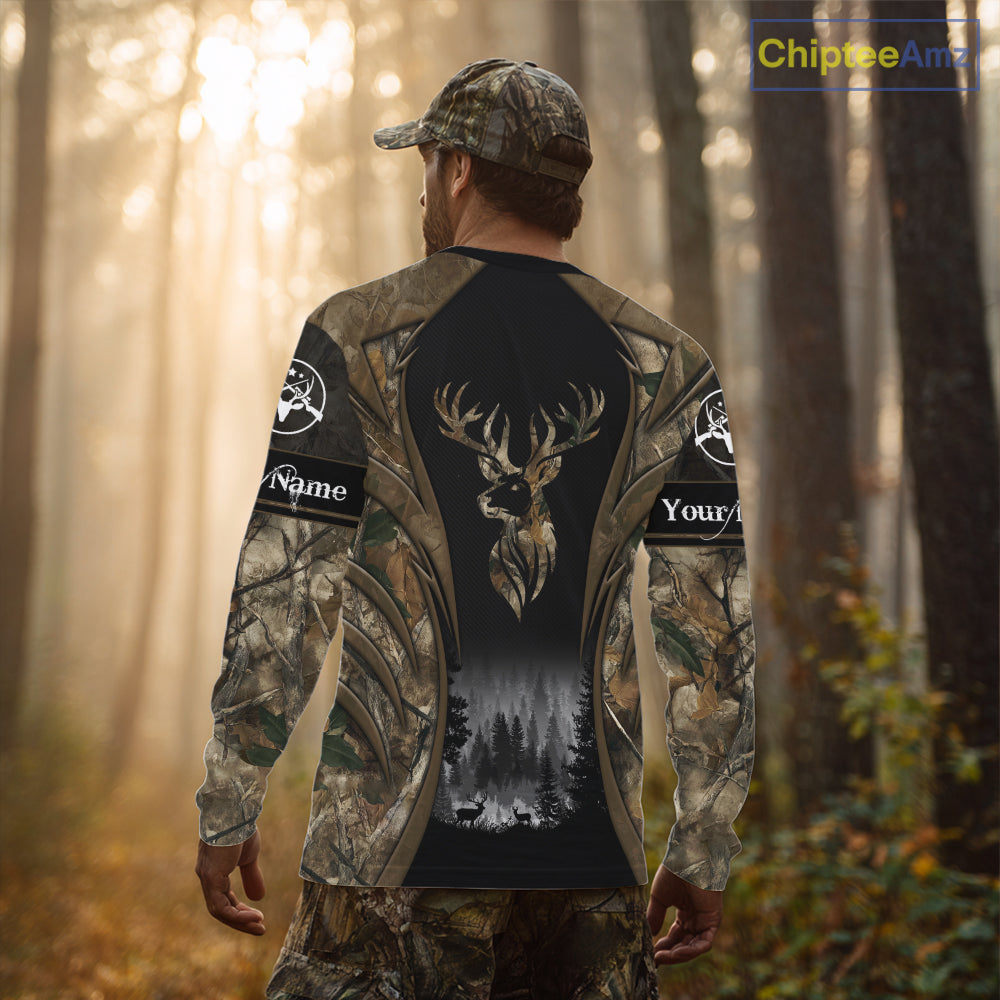 Brown Camo Deer Hunting 3D Prints Custom Name Shirts, Deer Hunting Clothes, Hunting Gifts NBT111