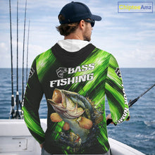 Load image into Gallery viewer, Green Camo Largemouth Bass Fishing Jersey For Men, Bass Fishing Performance Shirts Personalized Gifts NBT370