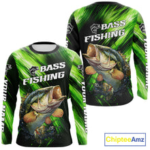 Load image into Gallery viewer, Green Camo Largemouth Bass Fishing Jersey For Men, Bass Fishing Performance Shirts Personalized Gifts NBT370