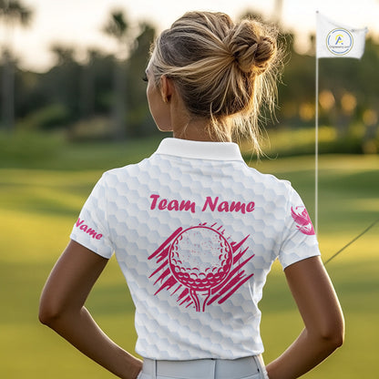 Women Golf Polo Shirt Custom Name Funny Golf Bag Cart Pattern Shirt, Golf Gifts For Ladies NBT825