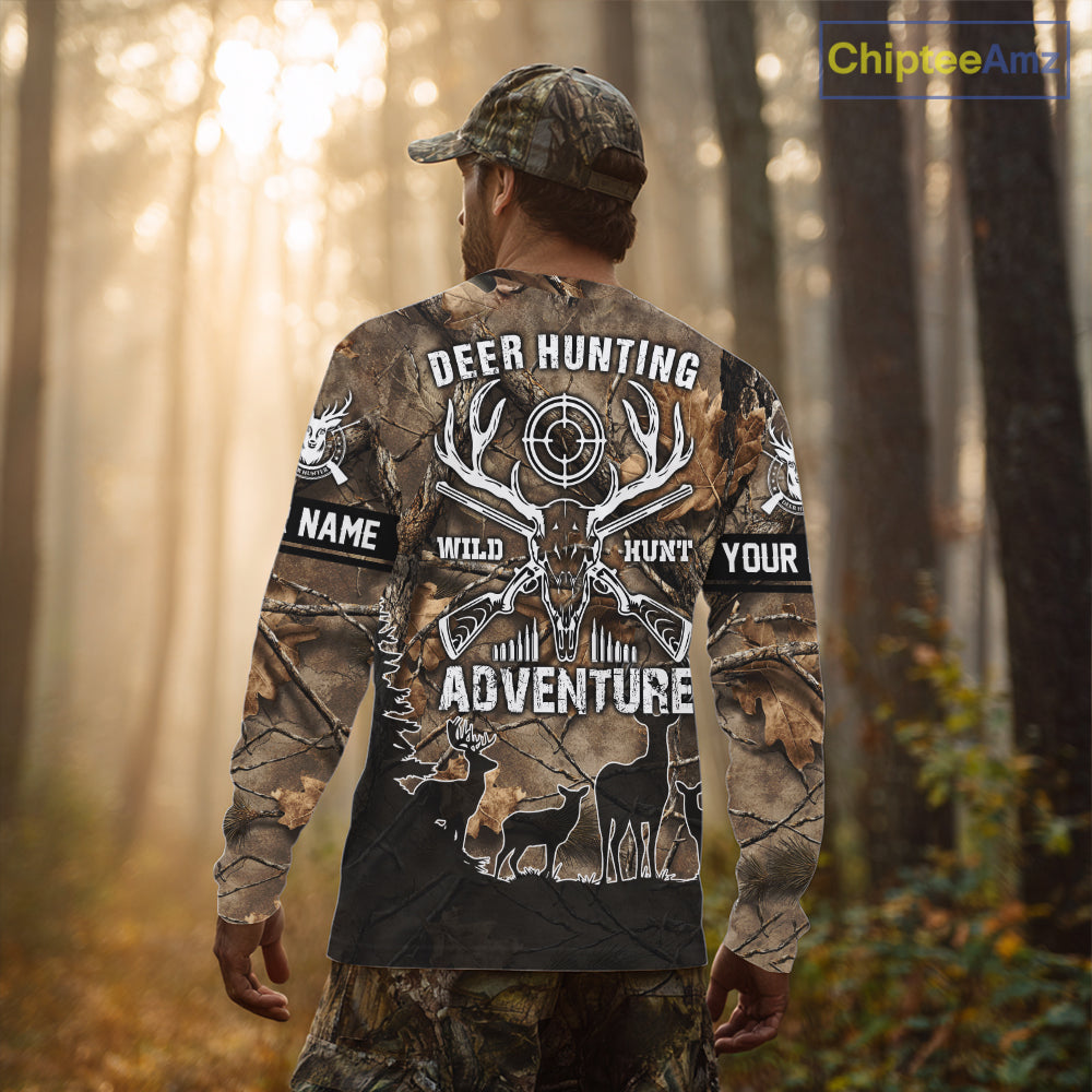 Brown Camo Deer Hunting 3D All Over Print Shirt, Custom Name Big Game for the Deer Hunter NBT29