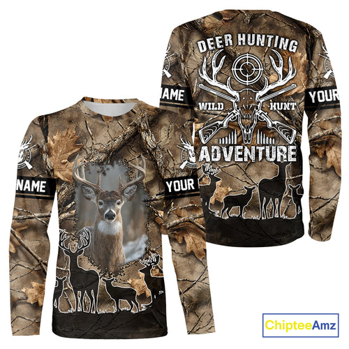 Brown Camo Deer Hunting 3D All Over Print Shirt, Custom Name Big Game for the Deer Hunter NBT29
