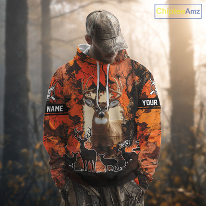 Orange Camo Deer Hunting 3D All Over Print Shirt, Custom Name Big Game for the Deer Hunter NBT30