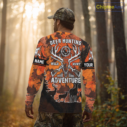 Orange Camo Deer Hunting 3D All Over Print Shirt, Custom Name Big Game for the Deer Hunter NBT30