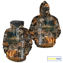 Load image into Gallery viewer, Whitetail Deer Hunting Custom Name Camo Shirt, Hunting Hoodie Camouflage Deer Shirts NBT333