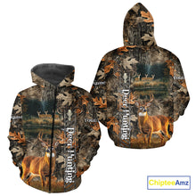 Load image into Gallery viewer, Whitetail Deer Hunting Custom Name Camo Shirt, Hunting Hoodie Camouflage Deer Shirts NBT333