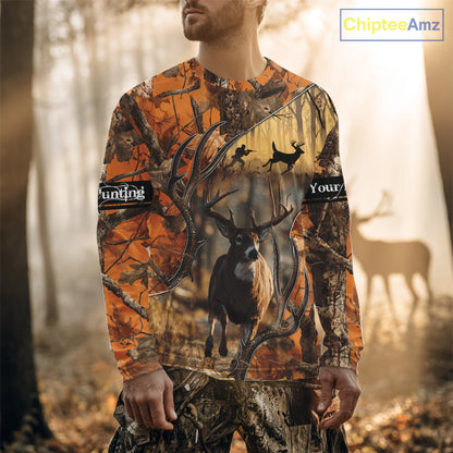 Fall Season Orange Camo Whitetail Deer Hunting Shirt - Hunting Clothes for Men, Deer Hunting Gifts NBT31