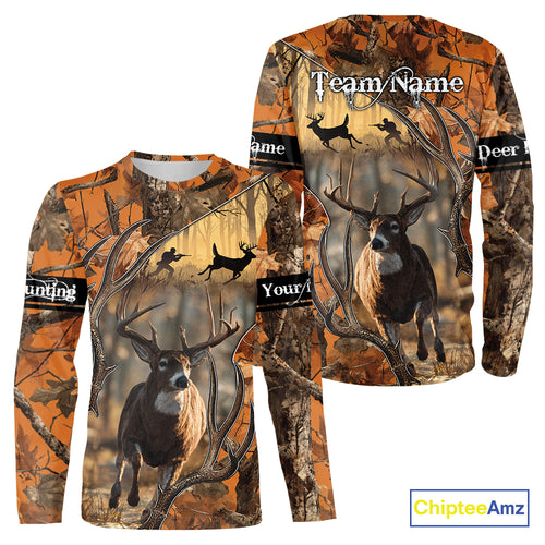 Fall Season Orange Camo Whitetail Deer Hunting Shirt - Hunting Clothes for Men, Deer Hunting Gifts NBT31