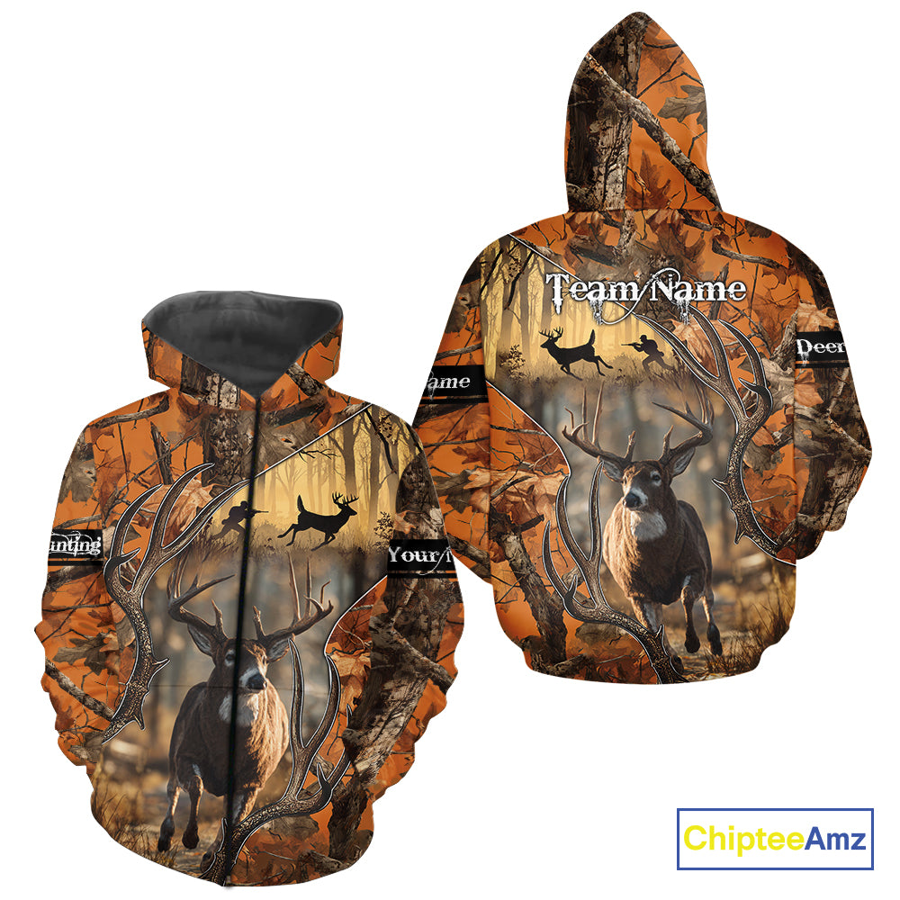 Fall Season Orange Camo Whitetail Deer Hunting Shirt - Hunting Clothes for Men, Deer Hunting Gifts NBT31