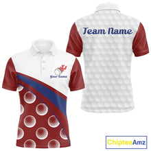 Load image into Gallery viewer, Funny golf balls pattern men’s golf polo shirt custom name – red back view