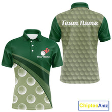 Load image into Gallery viewer, Funny Golf Balls Pattern Mens Golf Polo Shirts Custom Name Golf Apparel For Men | Green NBT741
