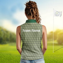 Load image into Gallery viewer, woman in funny golf balls womens sleeveless green golf polo shirt with team name 