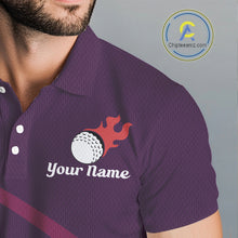 Load image into Gallery viewer, Funny Golf Balls Pattern Mens Golf Polo Shirts Custom Name Golf Apparel For Men | Purple NBT742