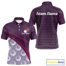 Load image into Gallery viewer, Funny Golf Balls Pattern Mens Golf Polo Shirts Custom Name Golf Apparel For Men | Purple NBT742