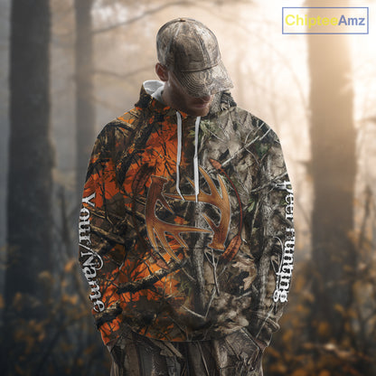 Deer Hunting Full Camo Printing Custom Name Shirts, Best Deer Hunting Clothes for Men NBT154