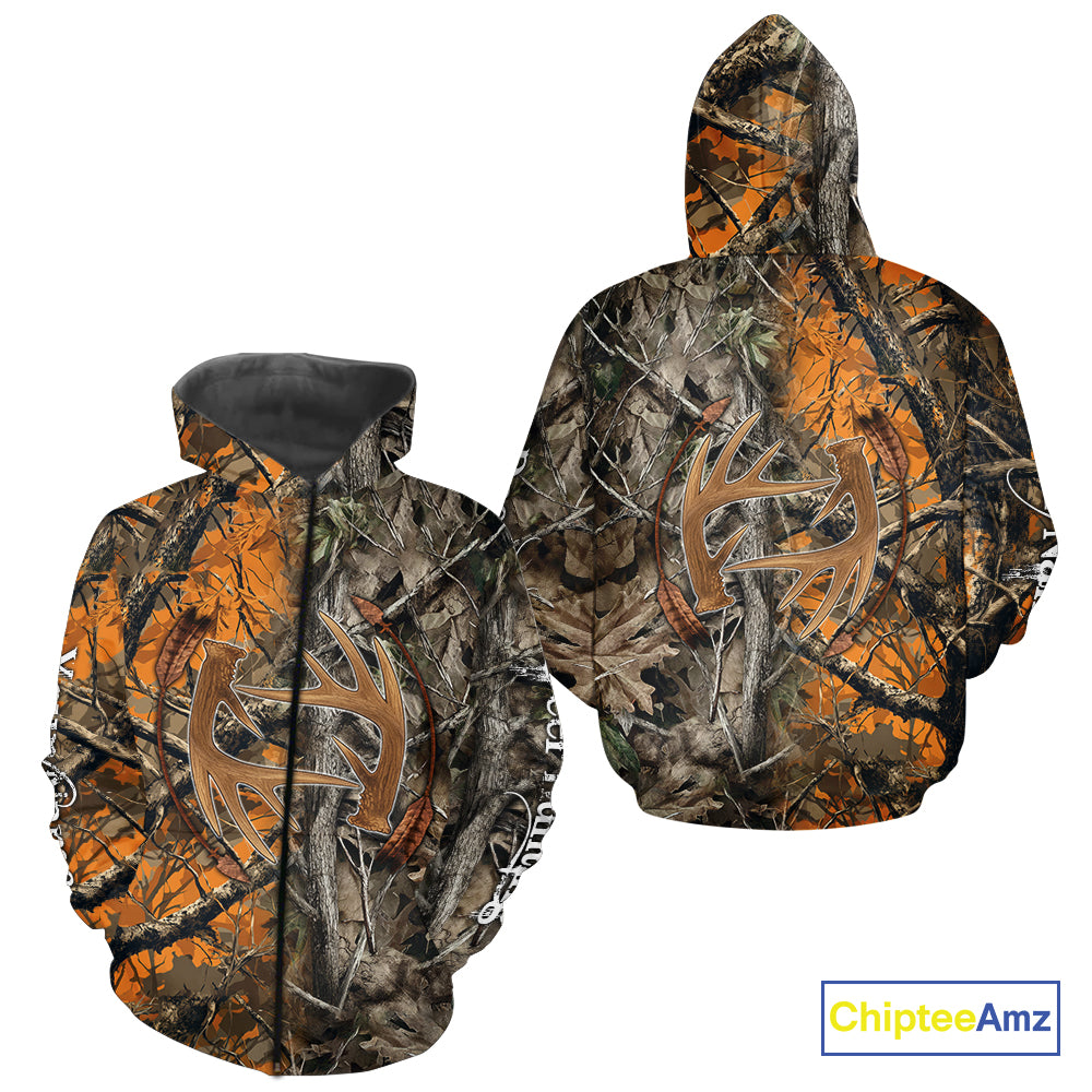 Deer Hunting Full Camo Printing Custom Name Shirts, Best Deer Hunting Clothes for Men NBT154